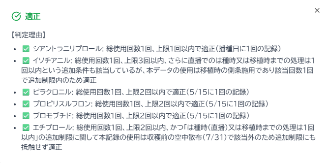 CropSafe 判定結果